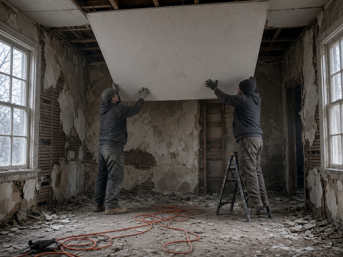 Hanging drywall after a dry-out